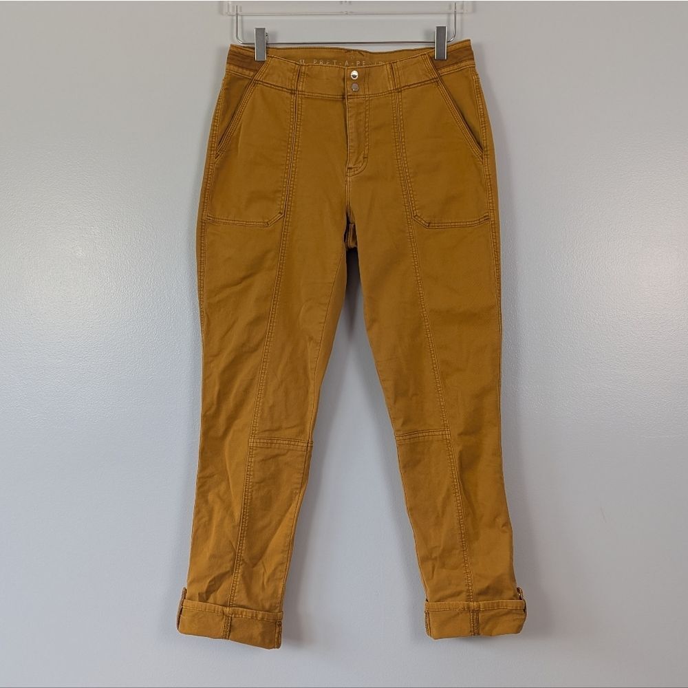 WHBM Soft Chino Ankle Pants Women's 4 Long Mustard Yellow
